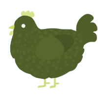 A olive chicken with a speckle pattern