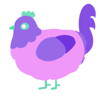 A lavender and blurple chicken with a head pattern