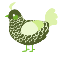 A olive and apple chicken with a lace pattern