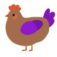 A brown and violet chicken