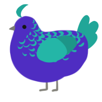 A indigo and turquoise chicken with a half-lace pattern