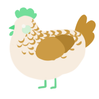 A cream and gold chicken with a half-lace pattern
