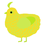 A yellow and lime chicken with a lace pattern