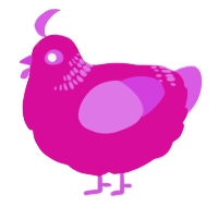 A fuchsia and orchid chicken with a neck-band pattern