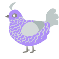 A lilac and silver chicken with a lace pattern