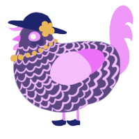 A overcast and lavender chicken with a lace pattern