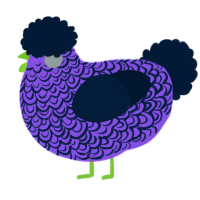 A blurple and tumblr chicken with a double-lace pattern