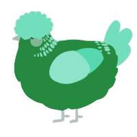 A viridian and mint chicken with a neck-band pattern