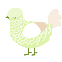 A apple and cream chicken with a lace pattern