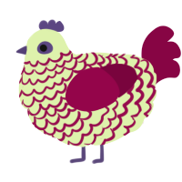 A apple and maroon chicken with a lace pattern