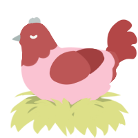 A rose and red chicken with a head pattern