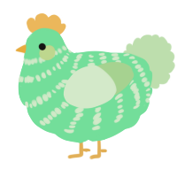 A spring and gluppy chicken with a bar pattern