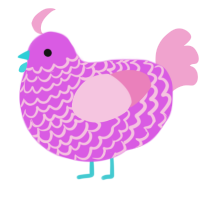 A orchid and pink chicken with a lace pattern