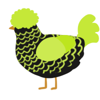 A sable and lime chicken with a lace pattern