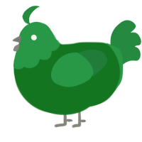 Poison Dart, a leaf and viridian chicken with a head pattern