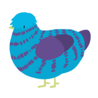 A cerulean and overcast chicken with a bar pattern