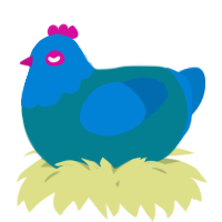 A sea and sapphire chicken with a head pattern