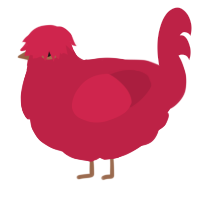 A crimson chicken