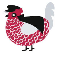 A crimson and mist chicken with a lace pattern