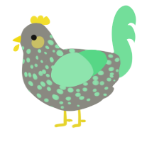 A ash and spring chicken with a speckle pattern
