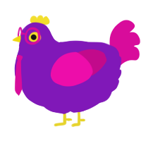 A violet and fuchsia chicken