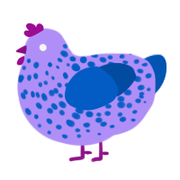 A lilac and ultramarine chicken with a speckle pattern