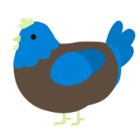 A bark and sapphire chicken with a head pattern