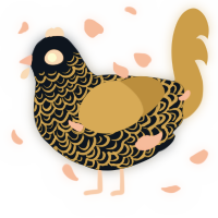 A tumblr and gold chicken with a double-lace pattern