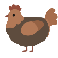 A bark and brown chicken with a head pattern