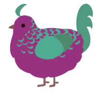 A violet and sea chicken with a half-lace pattern