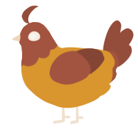 A orange and russet chicken with a head pattern