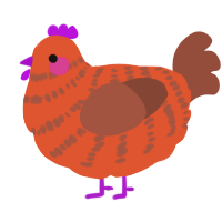 A vermilion and russet chicken with a bar pattern