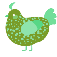 A chartreuse and spring chicken with a speckle pattern