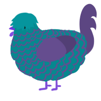 A teal and overcast chicken with a lace pattern