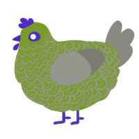 A chartreuse and ash chicken with a double-lace pattern
