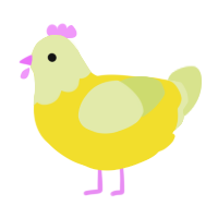 A yellow and lemon chicken with a head pattern