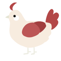 A cream and red chicken