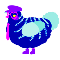 A tumblr and silver chicken with a half-bar pattern