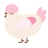 A cream and rose chicken with a speckle pattern