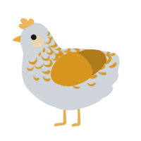 A mist and ochre chicken with a half-lace pattern