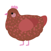A russet and red chicken with a speckle pattern