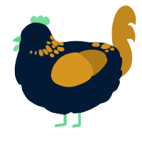 A tumblr and ochre chicken with a neck-speckle pattern