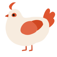 A cream and vermilion chicken