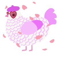 A white and lavender chicken with a lace pattern