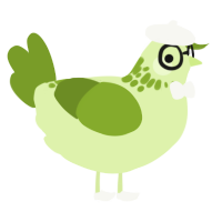 A apple and chartreuse chicken with a neck-speckle pattern