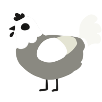 A ash and white chicken with a head pattern