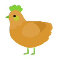 A orange chicken with a head pattern