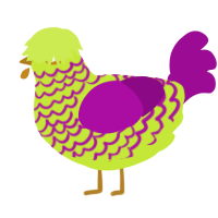 A lime and plum chicken with a lace pattern