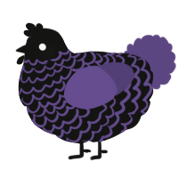 A black and overcast chicken with a lace pattern