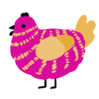 A fuchsia and honey chicken with a bar pattern